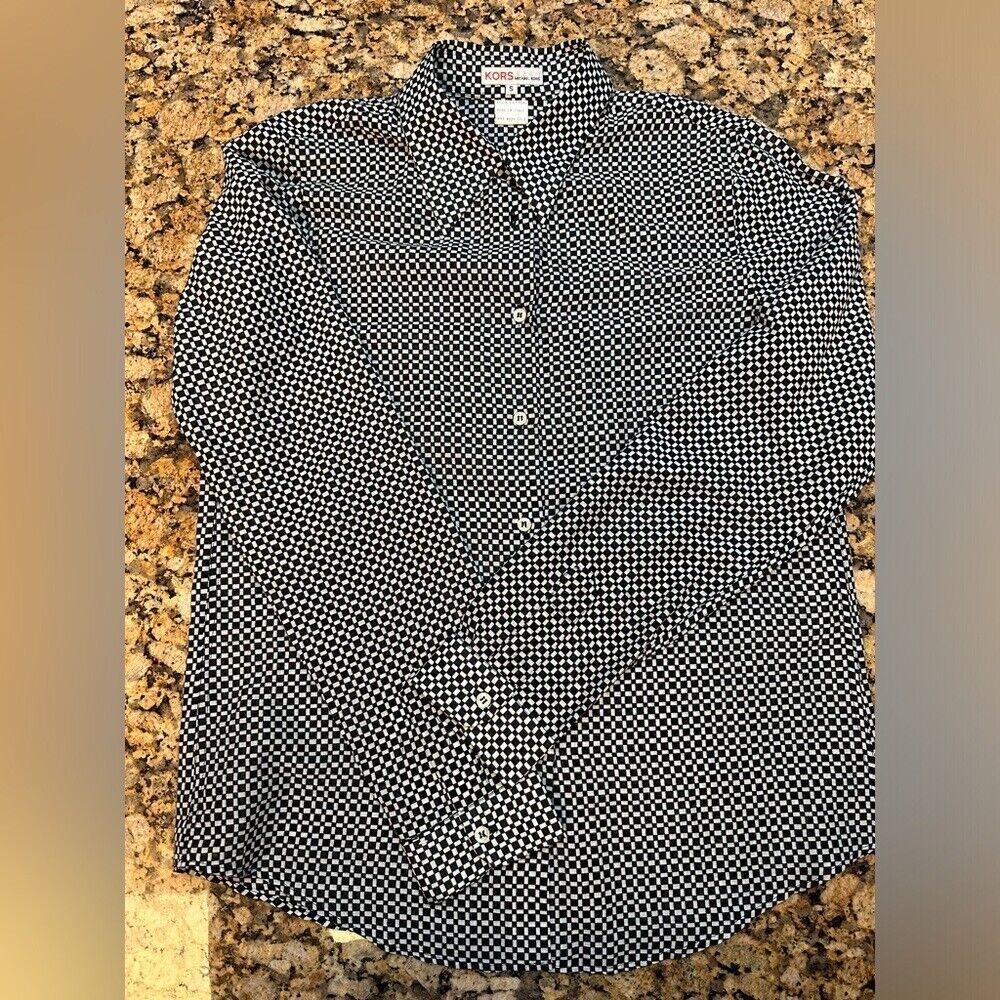 Michael Kors 90's Vintage Ladies Button Down Checkered Shirt Sz S RARE‎